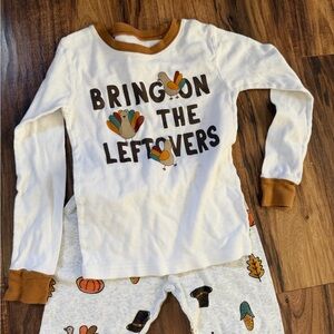 Carter's White and Brown Thanksgiving Pajama Set